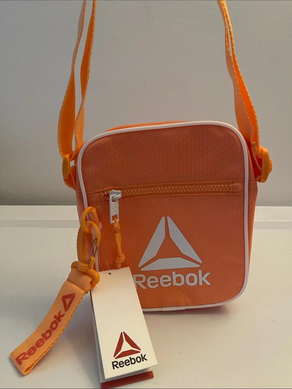 Reebok Orange Mini Crossbody Bag with White Logo